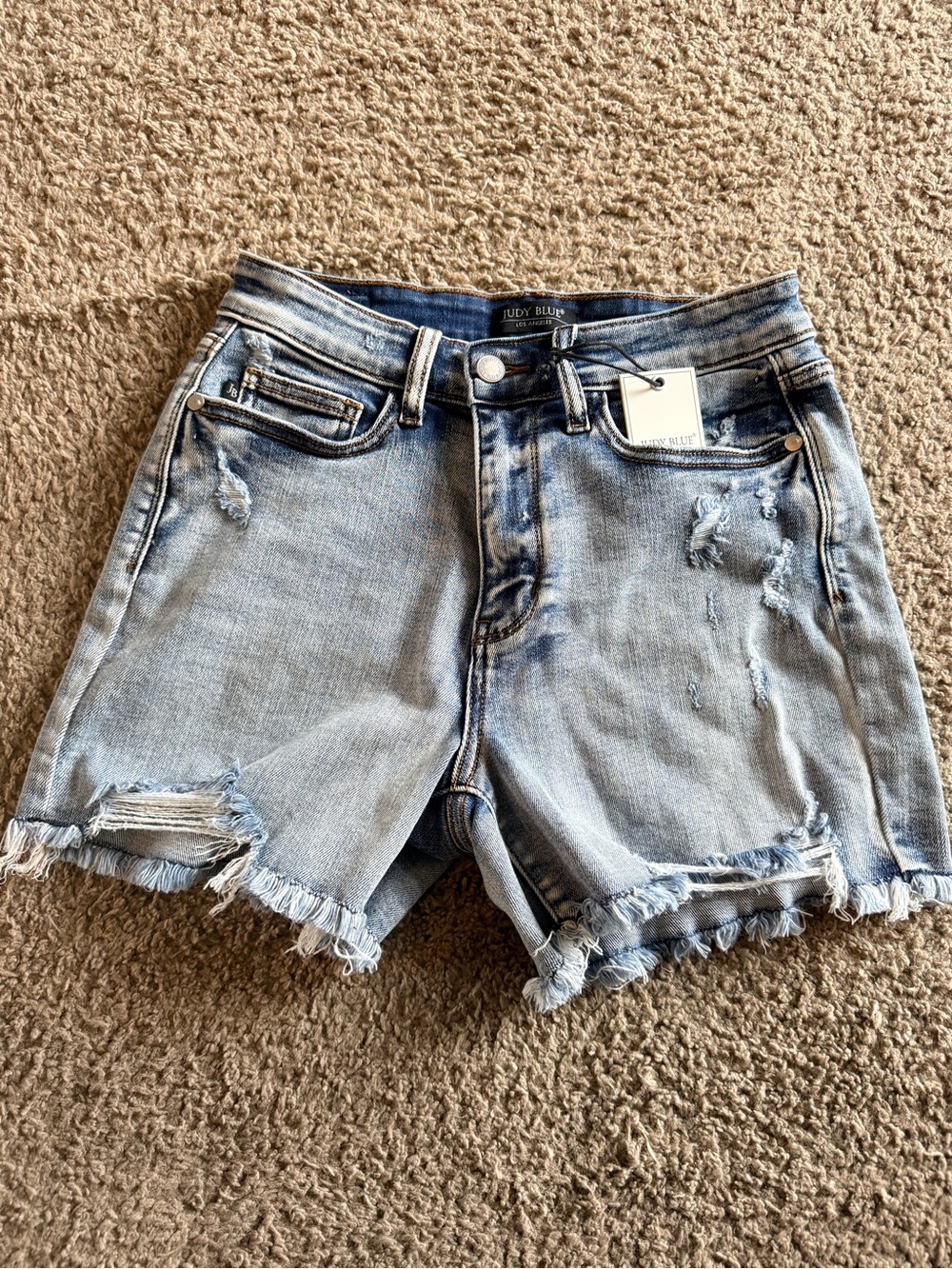 Judy Blue Light Blue High-Rise Distressed Denim Shorts